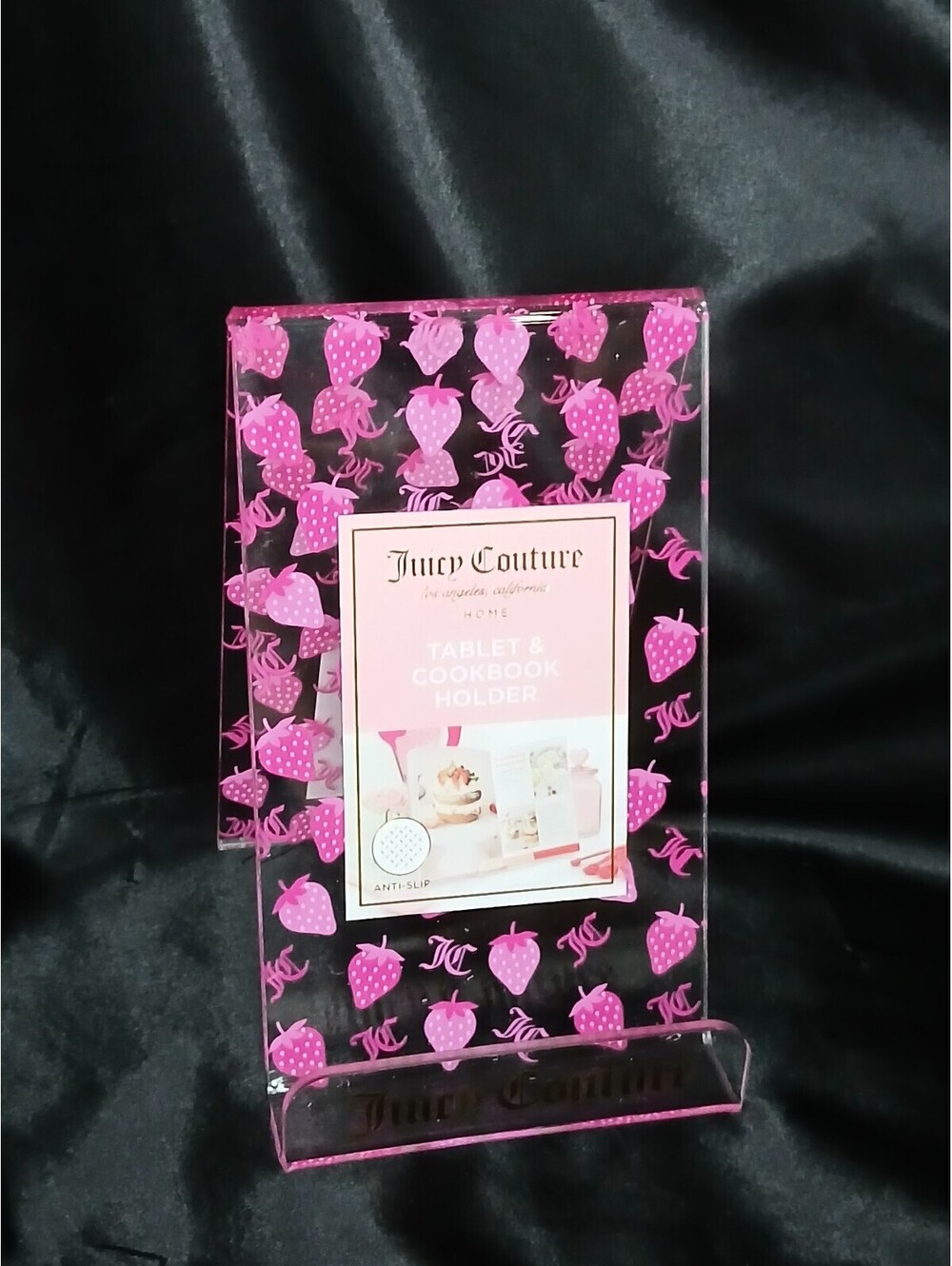 Juicy Couture Strawberry Tablet Phone Cookbook Holder Acrylic Display Stand NWT